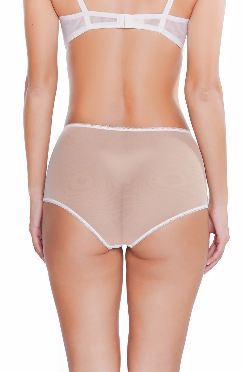 Huit Amoureuse High Waist Embroidered Lace Briefs, Alternate, color, White