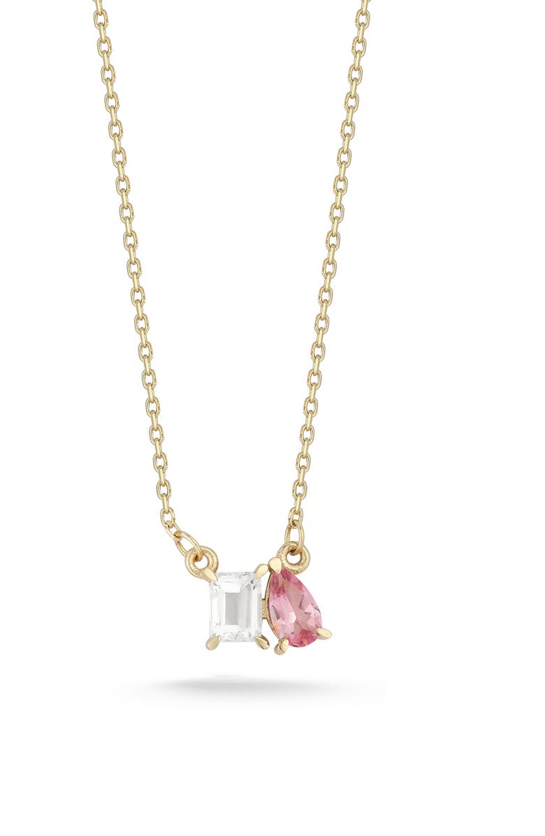 Ember Fine Jewelry 14K Gold White Topaz & Rhodolite Pendant Necklace, Main, color, Gold