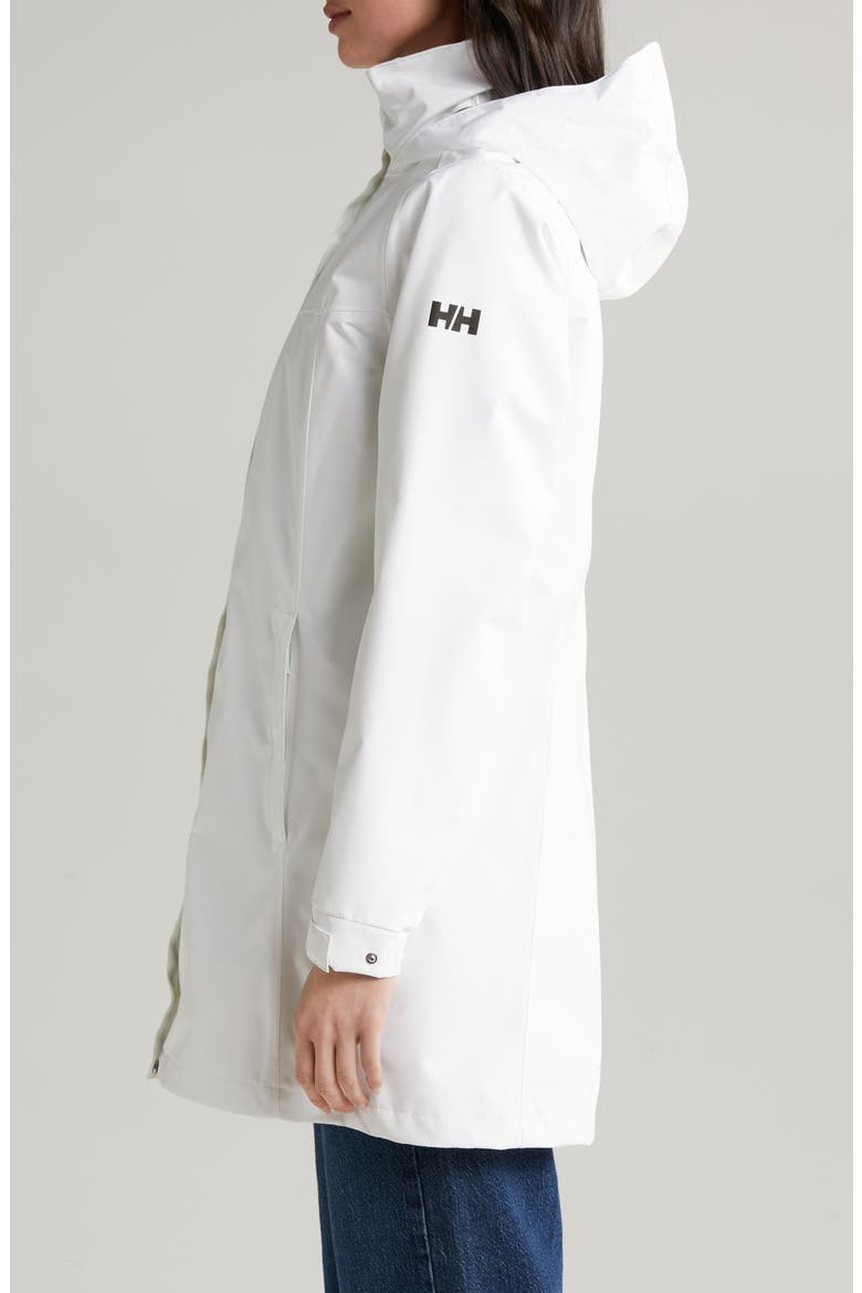Aden Waterproof Hooded Longline Rain Jacket, Alternate, color, WHITE