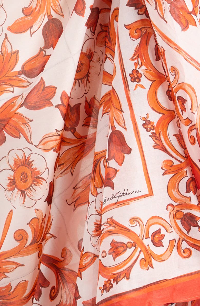 Dolce&Gabbana Batista Majolica Print Silk Sarong, Alternate, color, Maiolica 5 Orange