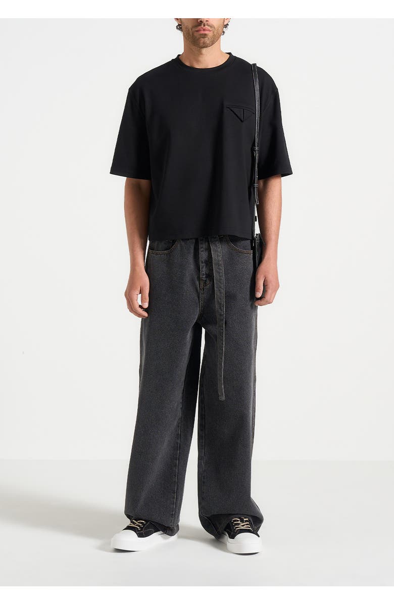 Manière De Voir Leon Boxy Cropped T-Shirt, Main, color, Black