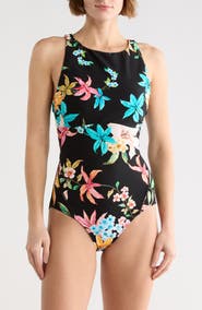 JANTZEN Garden Party High Line One-Piece Swimsuit