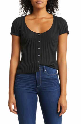 PAIGE Anthony Short Sleeve Pointelle Top