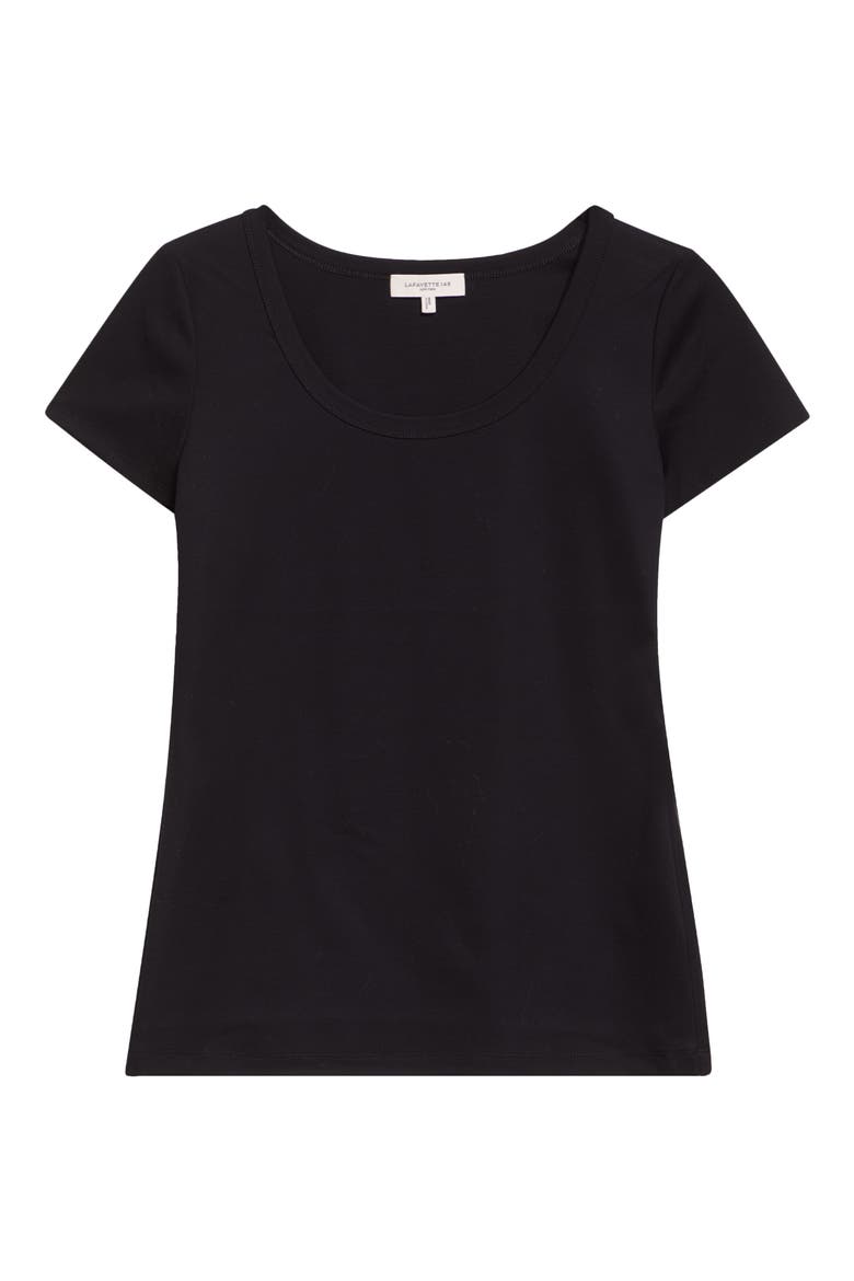 Scoop Neck Cotton Tee, Alternate, color, BLACK