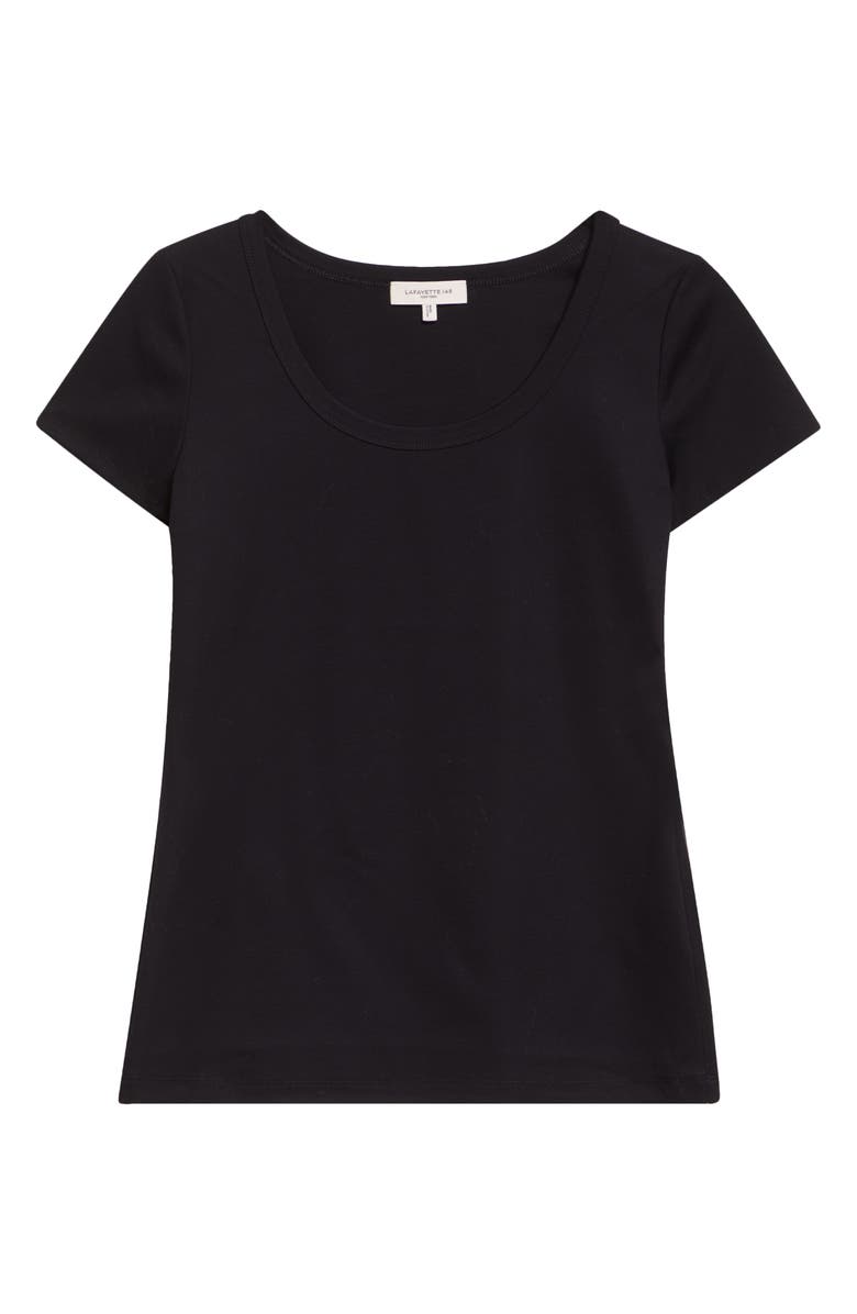 Lafayette 148 New York Scoop Neck Cotton Tee, Alternate, color, Black