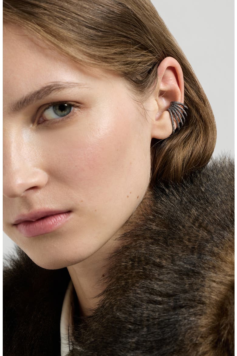 Sterling Silver shimmer ear cuff, Alternate, color, Lignite