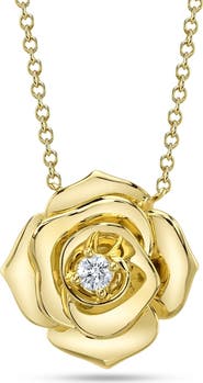 ALLUREZ Diamond Flower Pendant Necklace 14K