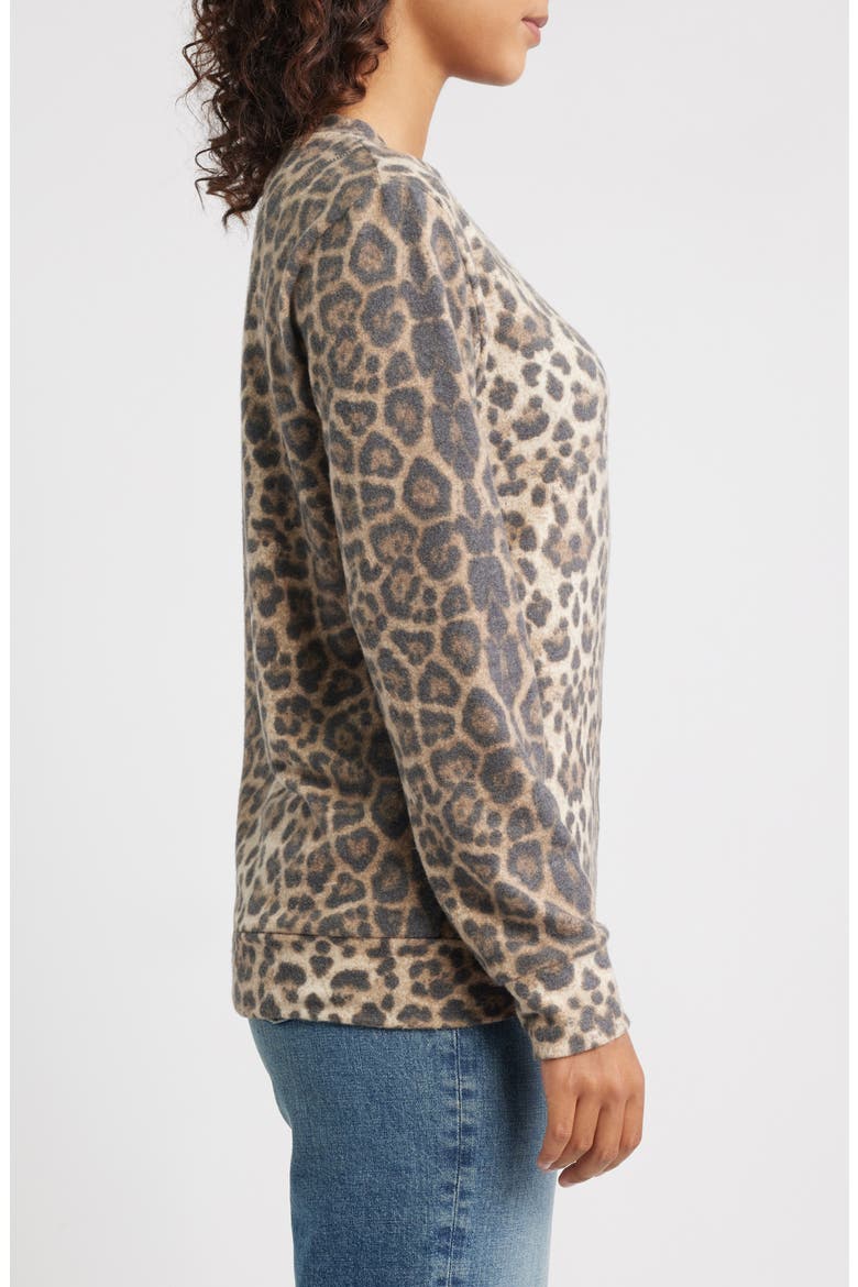 Crewneck Brushed Jersey Sweater, Alternate, color, BROWN