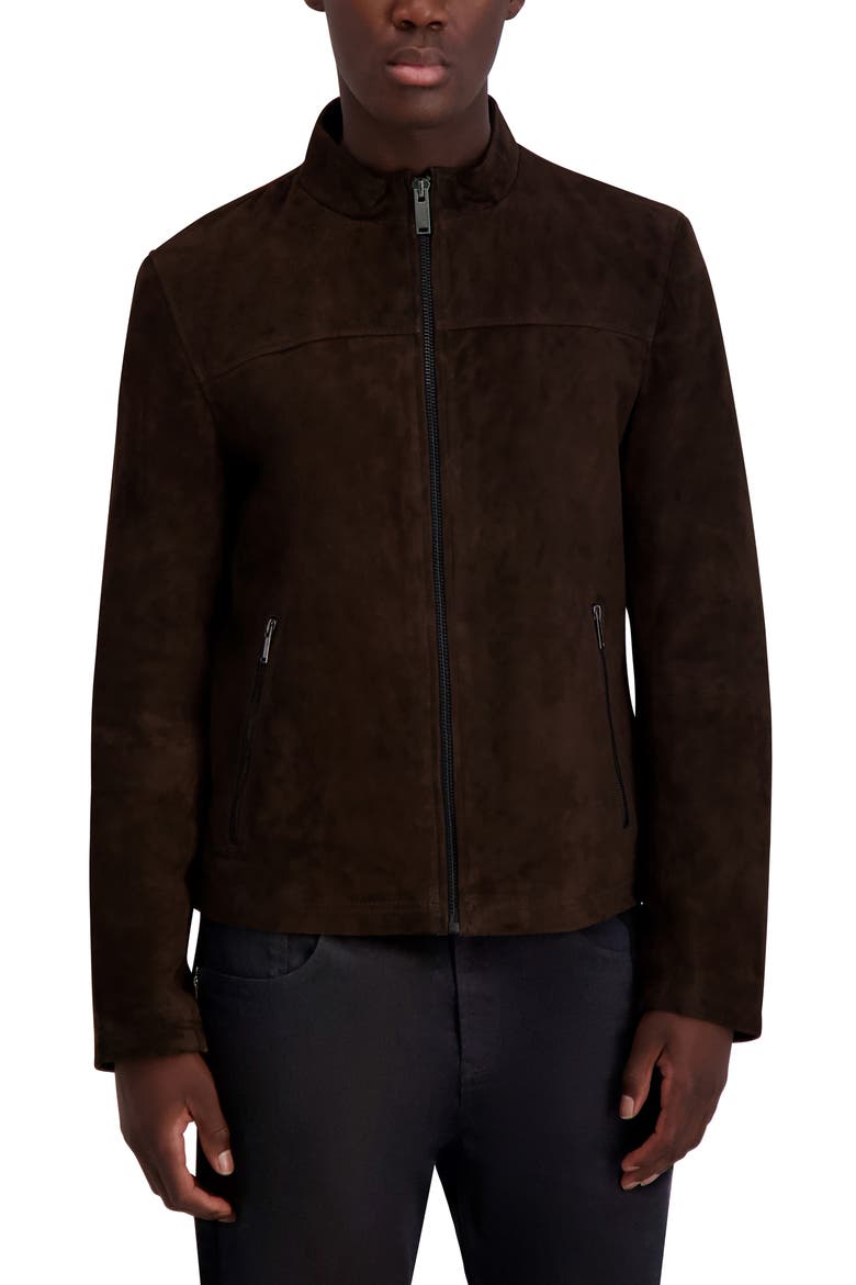 Suede Zip Jacket, Main, color, BROWN