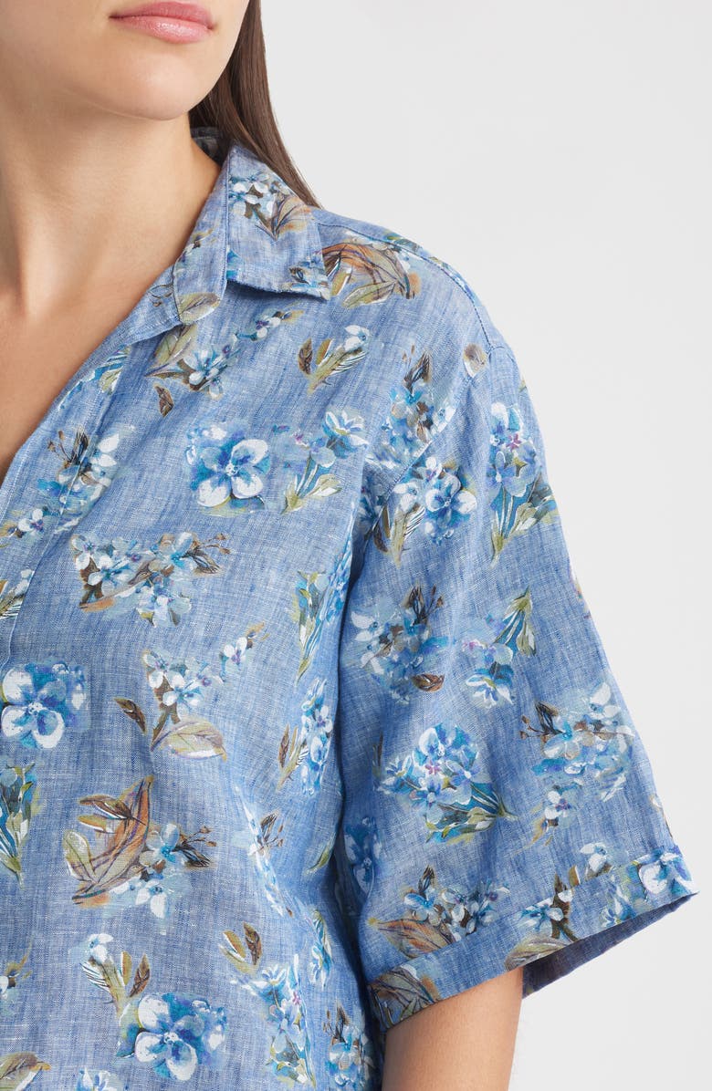 Frank & Eileen Short Sleeve Linen Button-Up Shirt, Alternate, color, Blue Flora