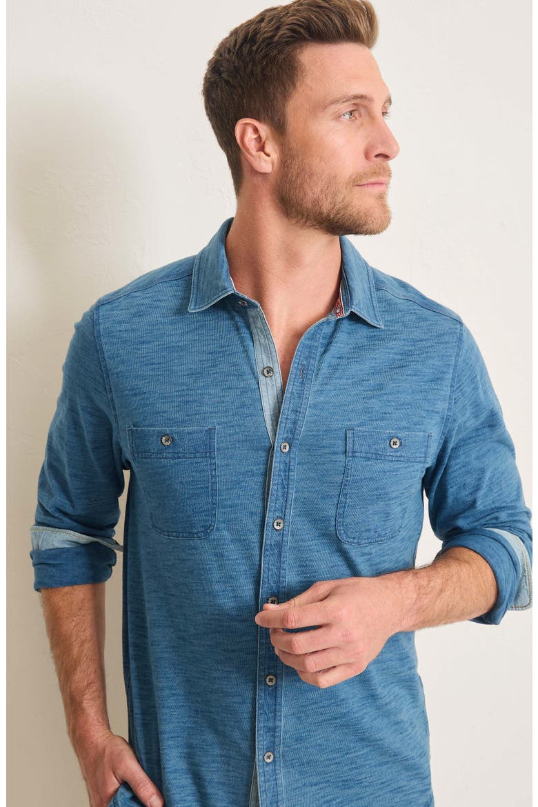 Indigo Harbor Slub Cotton Button-Up Shirt, Alternate, color, FADED INDIGO