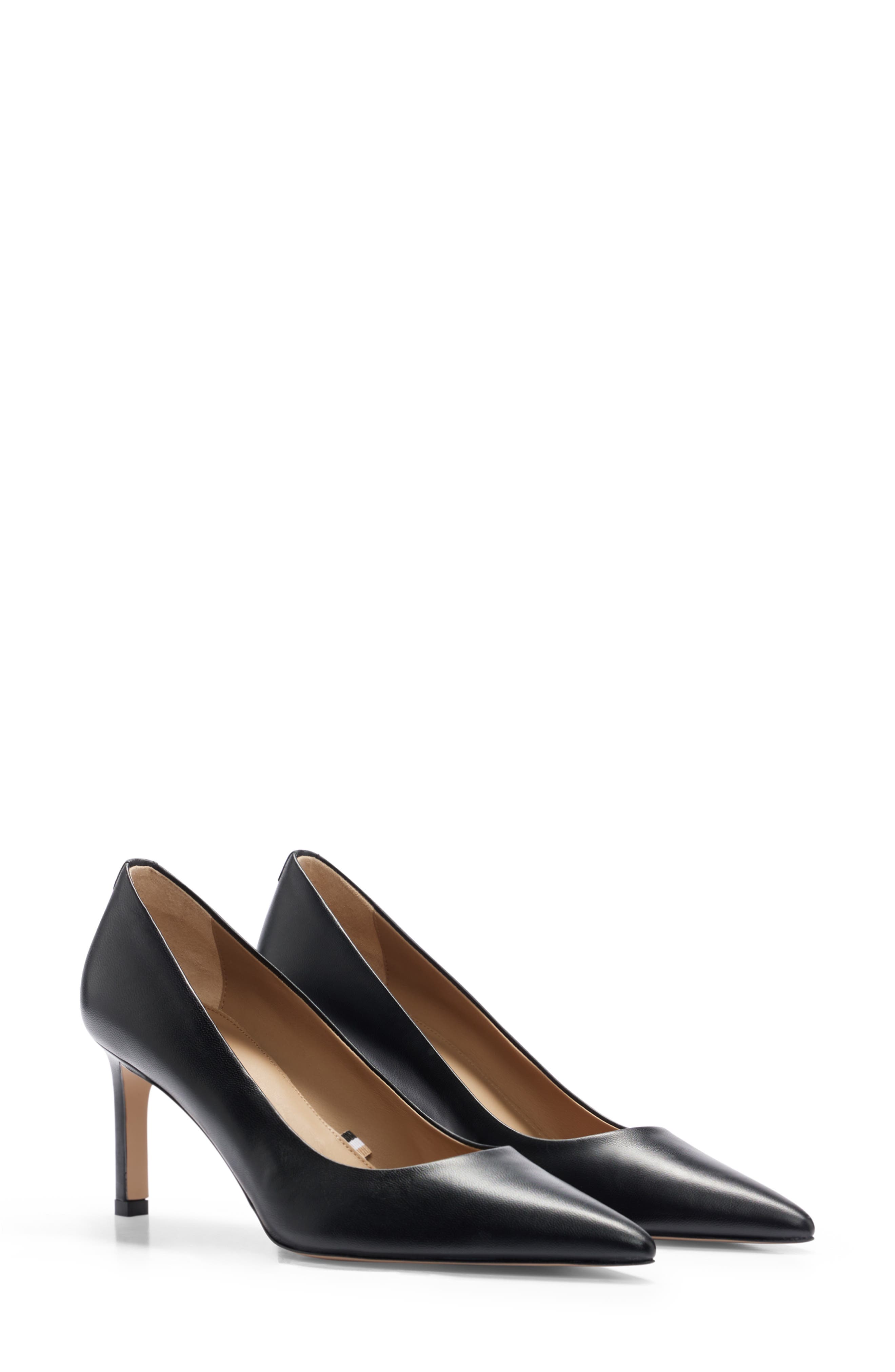 BOSS Janet Pointed Toe Pump, Main, color, Black Leather