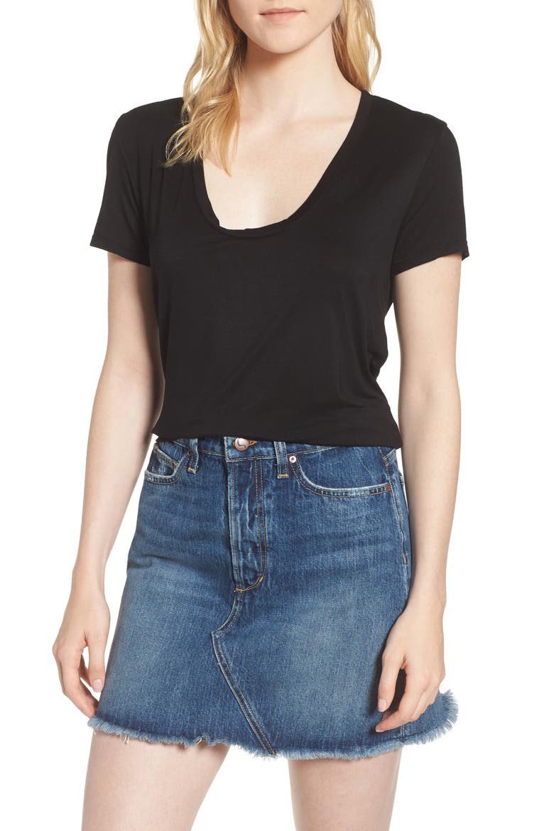 Sloane Scoop Tee, Main, color, BLACK