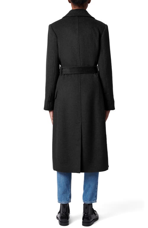 Bernardo Double Breasted Belted Coat In Black