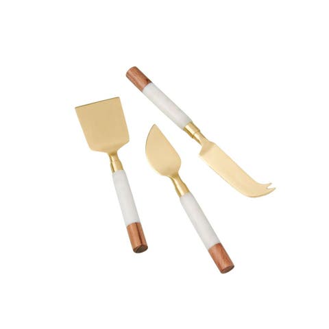 Marble & Acacia Gold Cheese Set