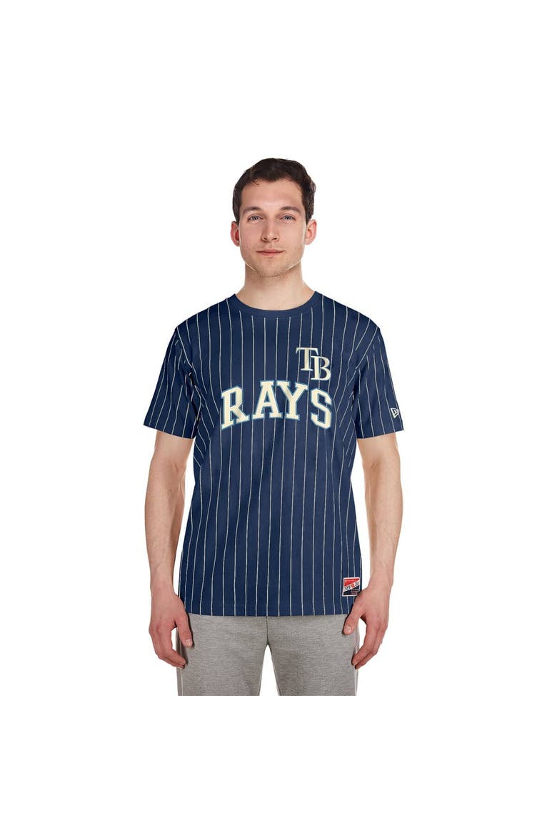 Men's New Era Navy Tampa Bay Rays Throwback Pinstripe T-Shirt, Alternate, color, Navy