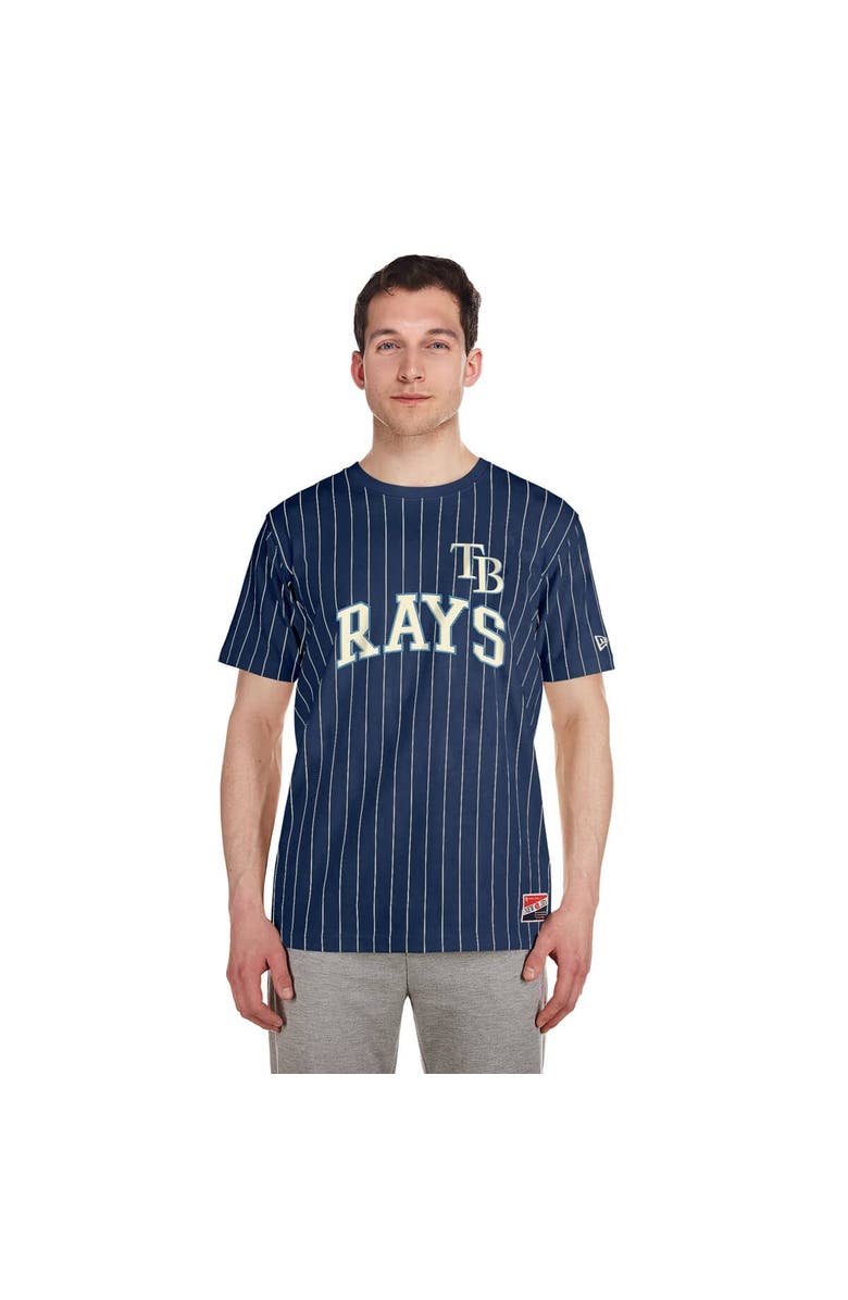New Era Men's New Era Navy Tampa Bay Rays Throwback Pinstripe T-Shirt, Alternate, color, Navy