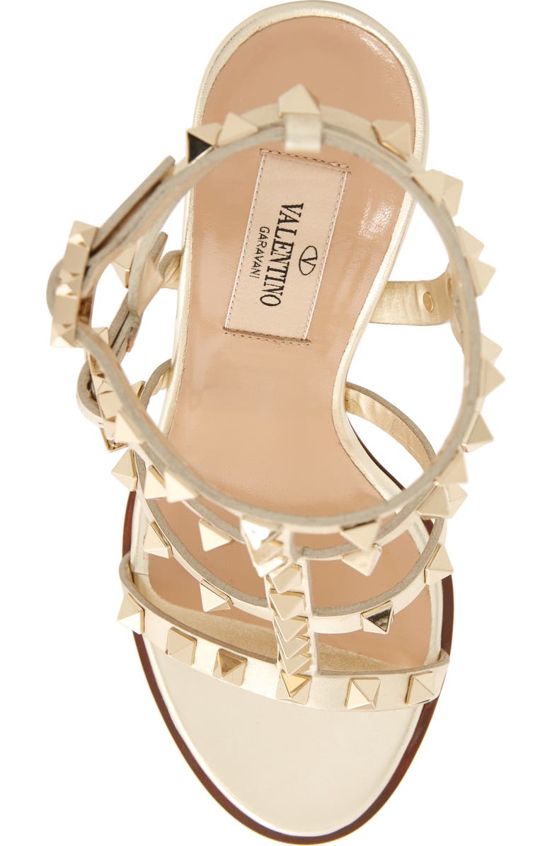 Valentino Garavani Rockstud Metallic Block Heel Sandal, Alternate, color,