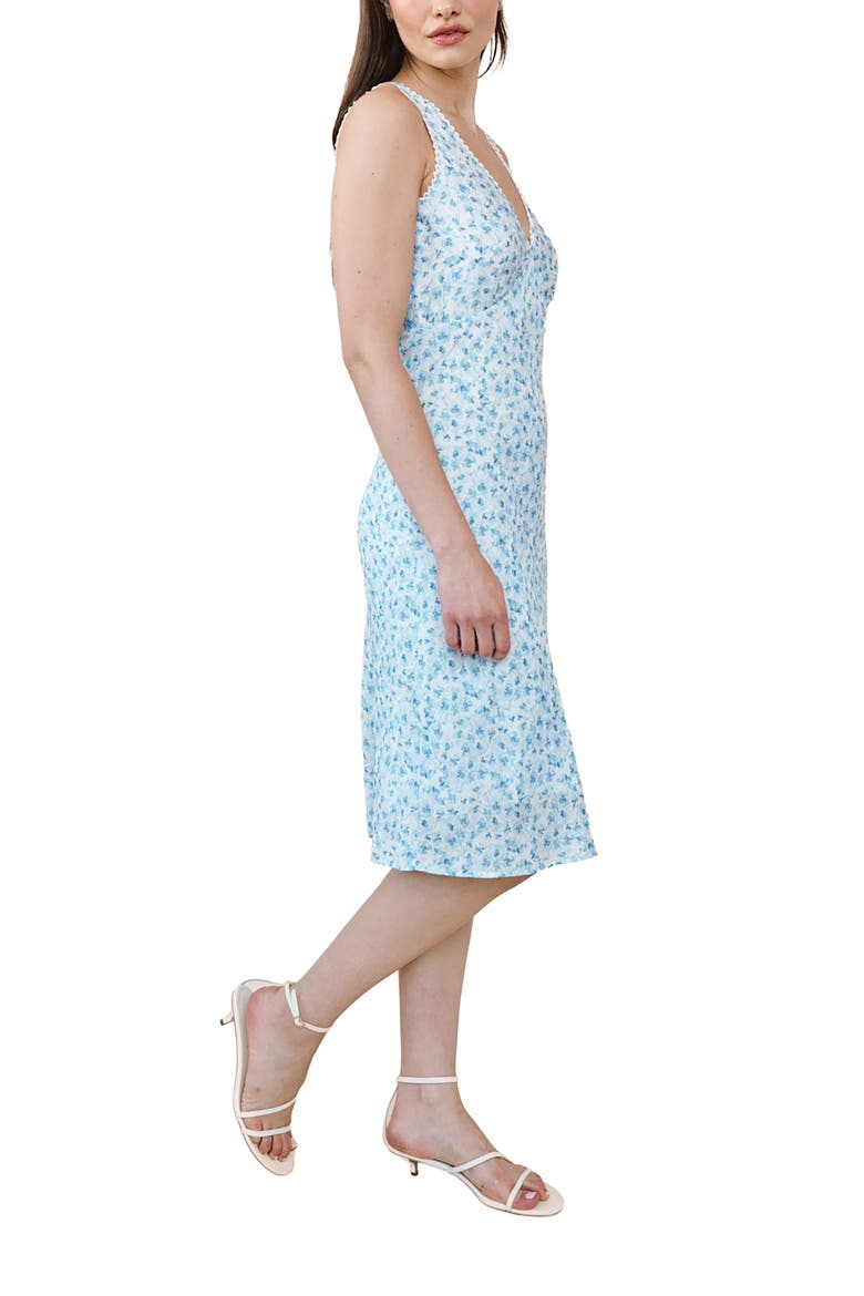 Tie Back Sleeveless Midi Dress, Alternate, color, BLUE DITSY
