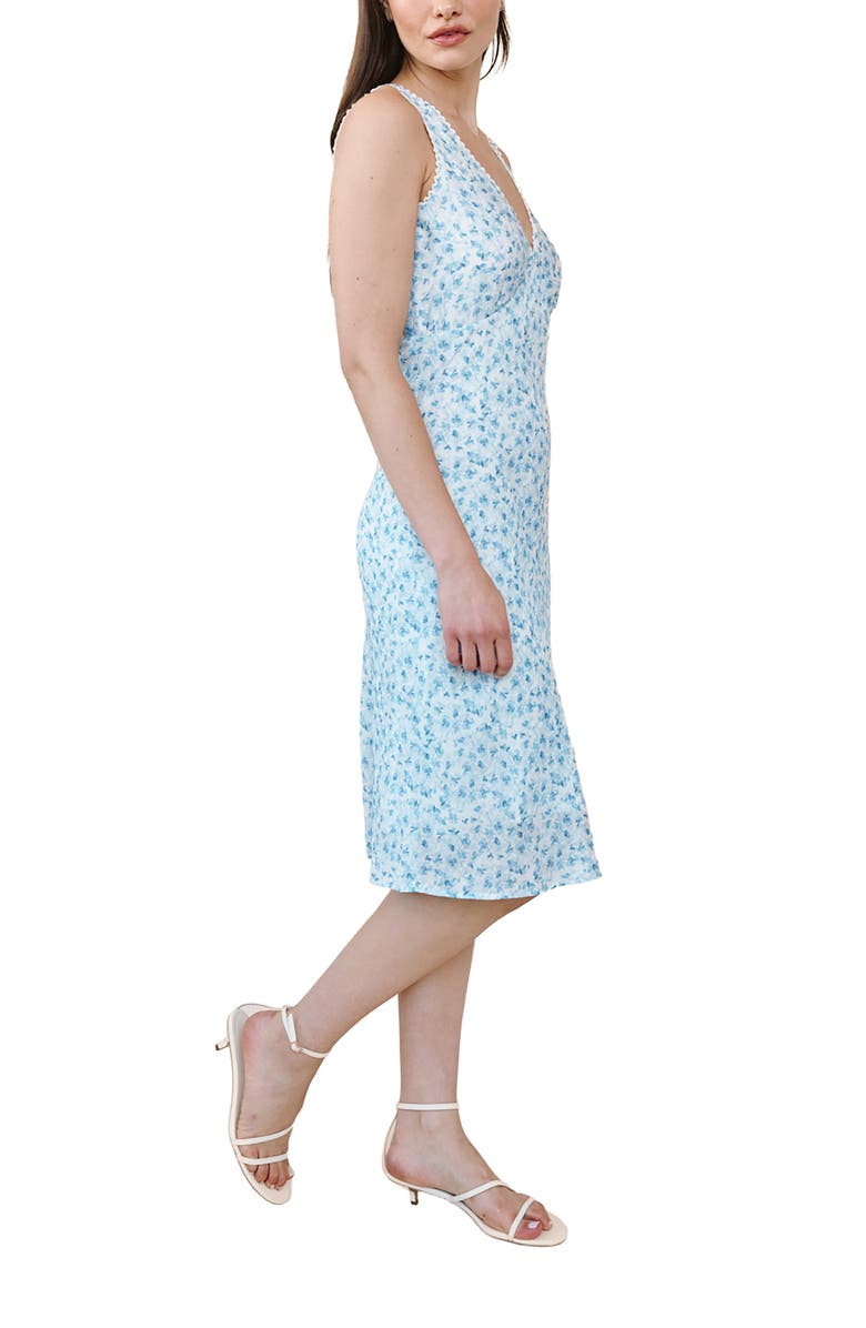 Bella Dahl Tie Back Sleeveless Midi Dress, Alternate, color, Blue Ditsy