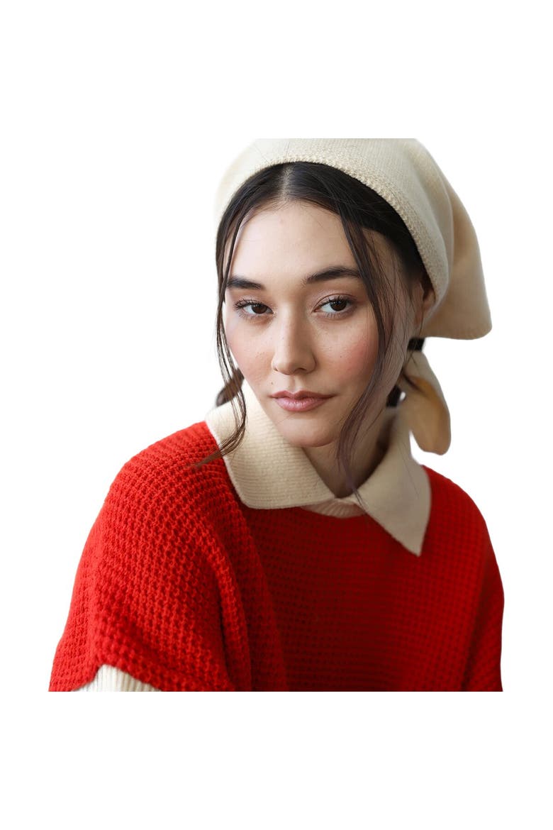 Hankerchief Head Scarf, Alternate, color, Creme