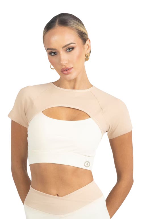 AKALIA Sienna Color Block Activewear Top in Beige 