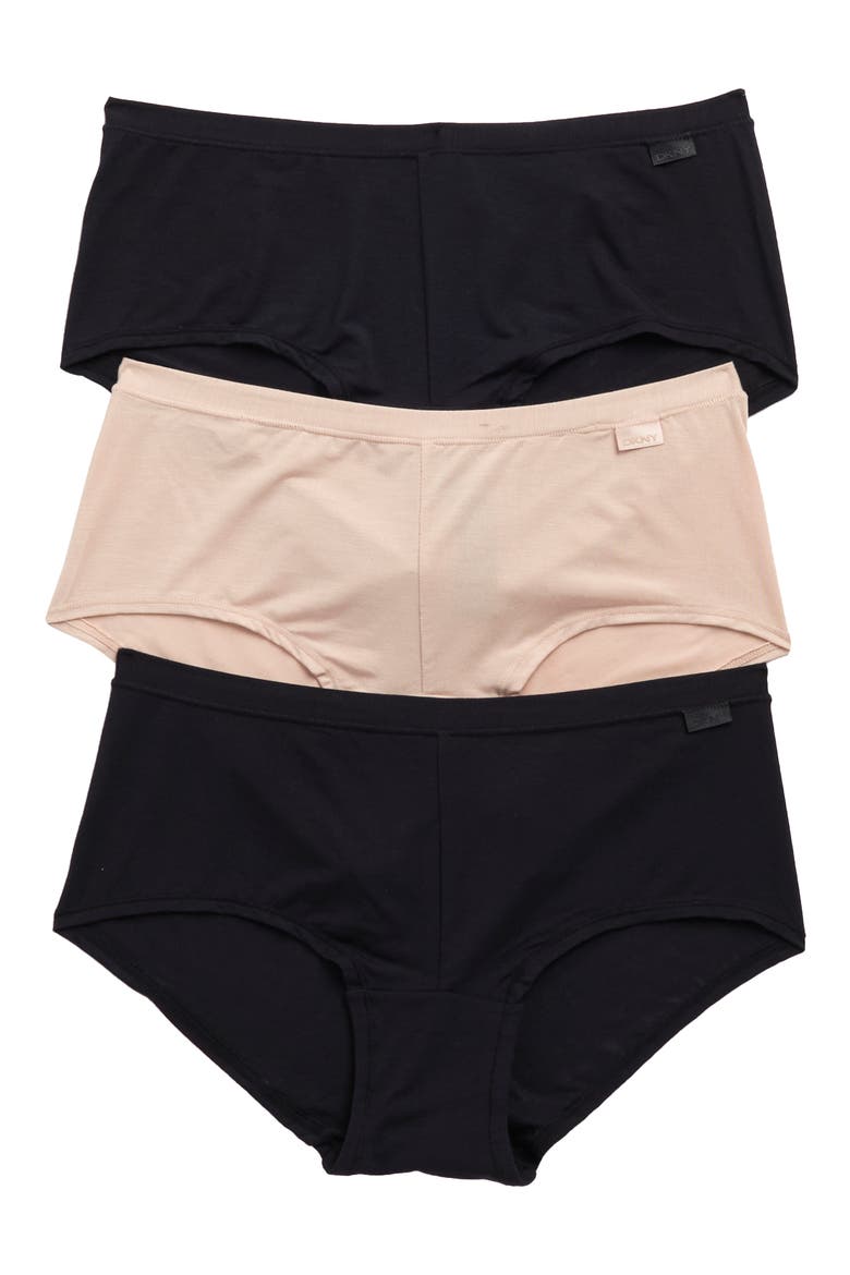 Assorted 3-Pack Stretch Modal Boyshorts, Main, color, BLACK/ BLACK/ CASHMERE