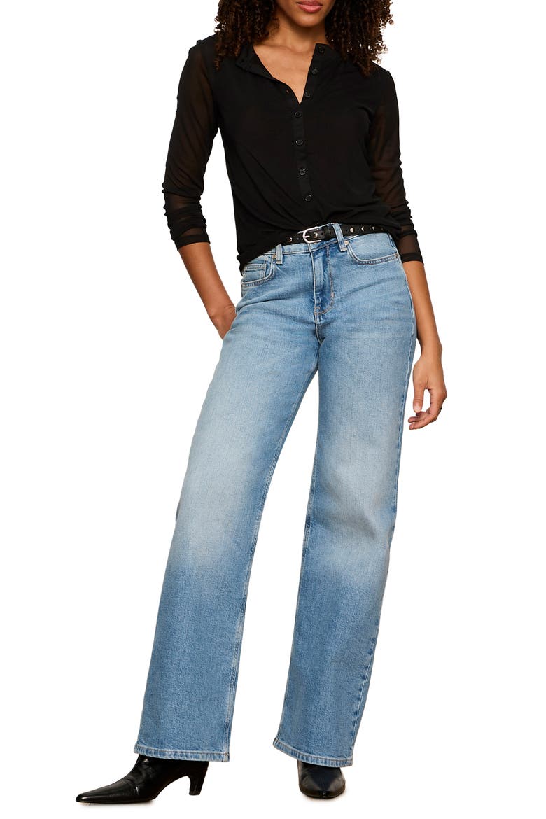 Mesh Sleeve Cardigan, Alternate, color, BLACK