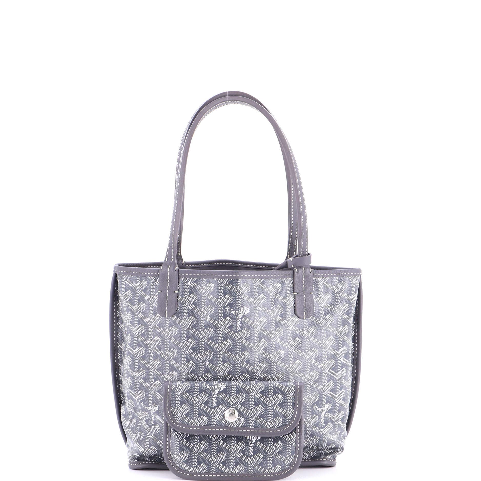 Pre-Owned Goyard Anjou Reversible Tote Coated Canvas Mini, Alternate, color, White