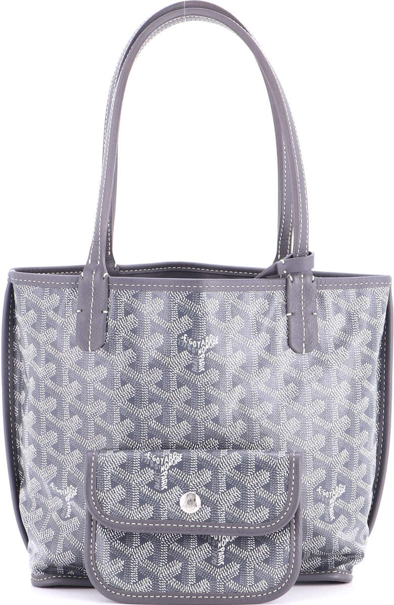 Pre-Owned Goyard Anjou Reversible Tote Coated Canvas Mini, Alternate, color, White