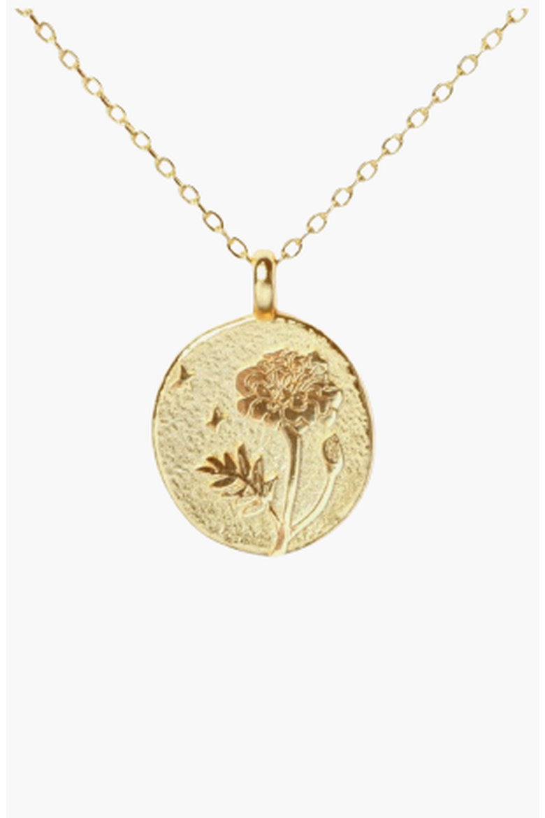 Gold Birth Flower Necklace, Alternate, color, Water Lily / July