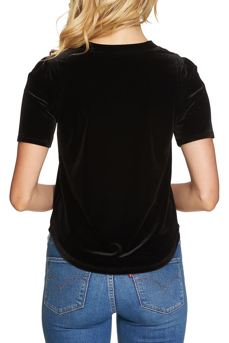 Puff Sleeve Velvet Top, Alternate, color, RICH BLACKDNU