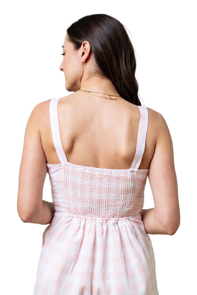 Women's Sleeveless Bow Front Romper, Alternate, color, Light Pink Check