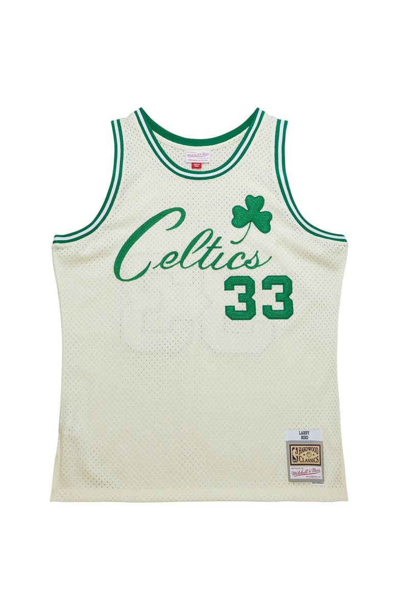 Mitchell & Ness Men's Mitchell & Ness Larry Bird Cream Boston Celtics Chainstitch Swingman Jersey, Alternate, color, Cream