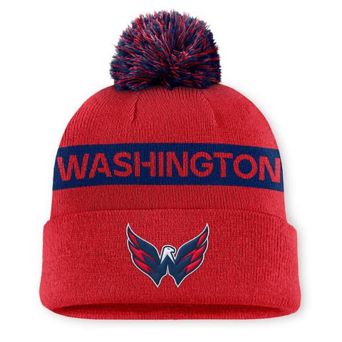 Women
s Fanatics Red/Navy Washington Capitals Authentic Pro Rink Cuffed Knit Hat with Pom