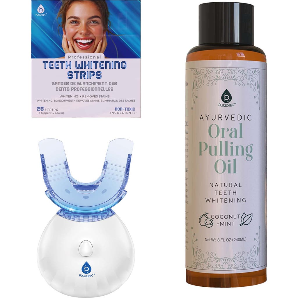 Pursonic Advanced Teeth Whitening & Ayurvedic Oral Care Bundle In White