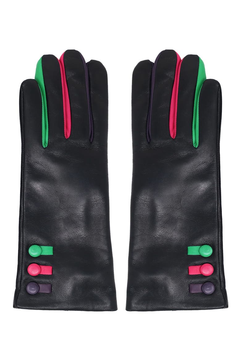 Cashmere Lined Leather Gloves, Alternate, color, BLACK/ COLORS