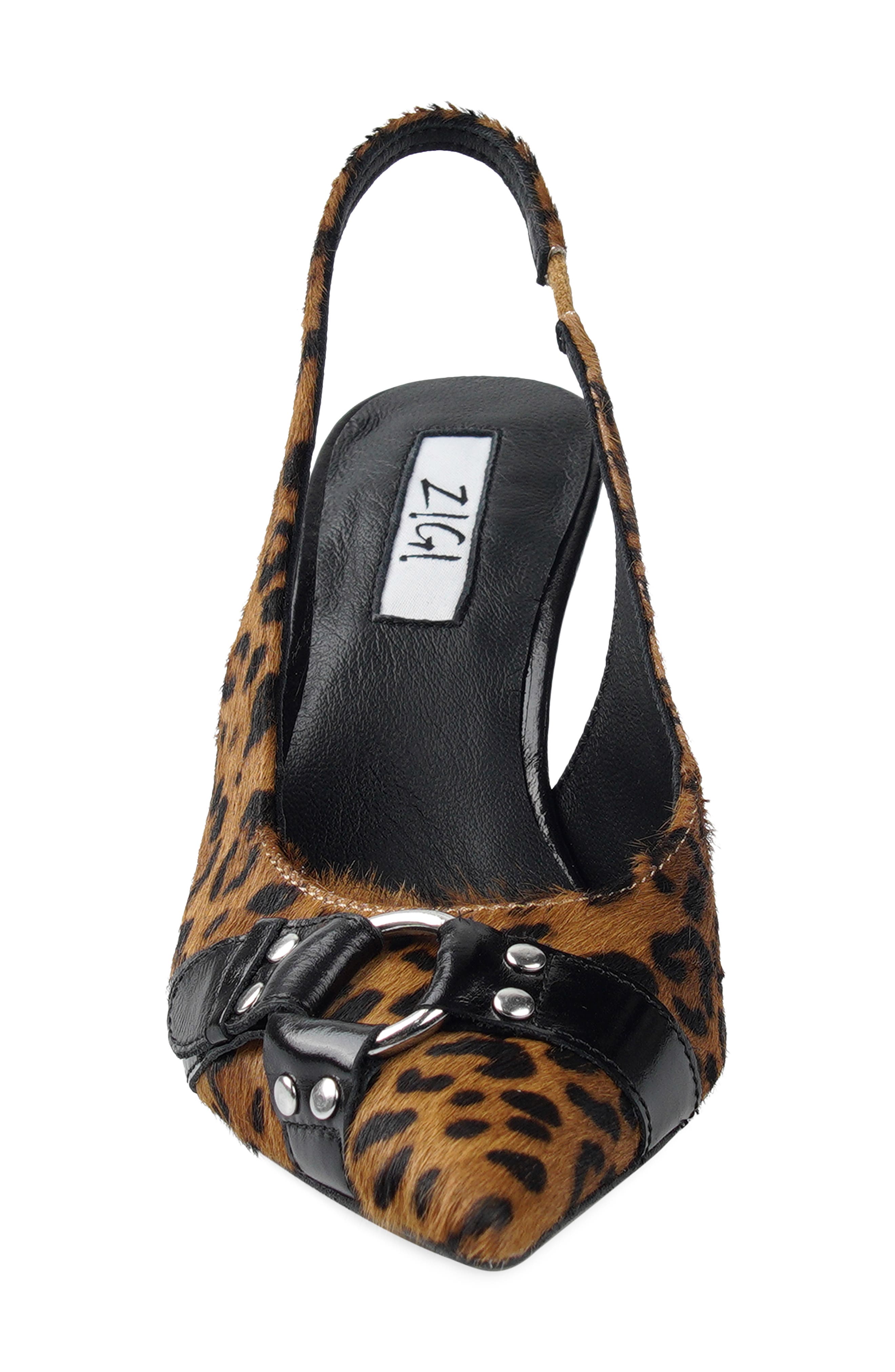 Buena Slingback Pointed Toe Pump, Alternate, color, LEOPARD PRINT CALF HAIR