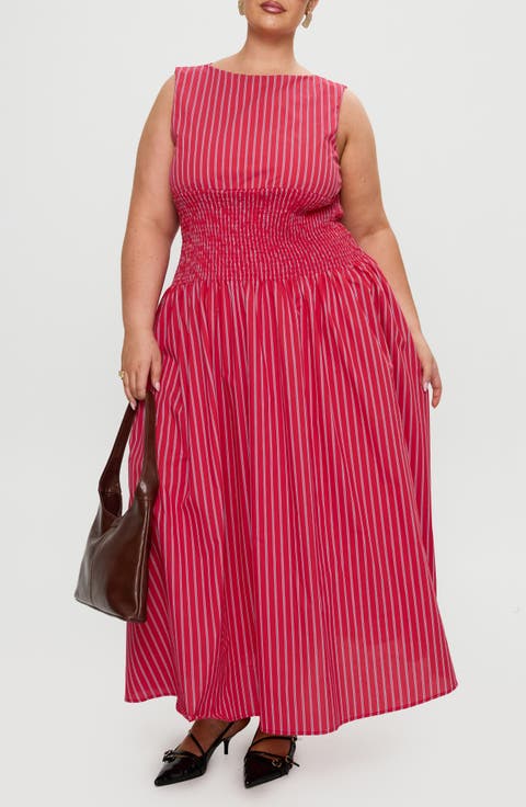 Lilienne Stripe Cotton Blend Poplin Maxi Dress