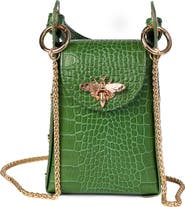 Persaman New York Anette Croc-Embossed Leather Crossbody Bag