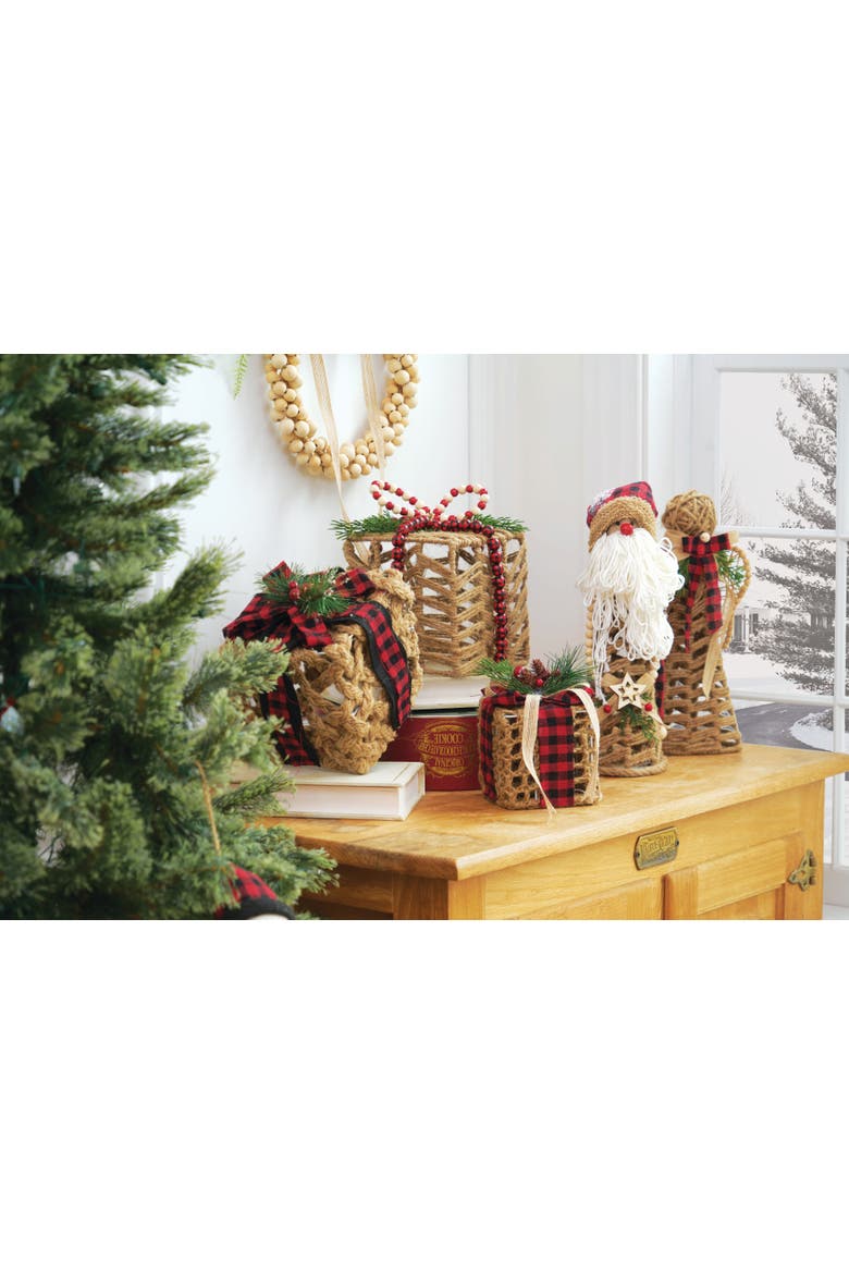Buffalo Plaid Gnome Santa Decorative Figurine, Alternate, color, Brown