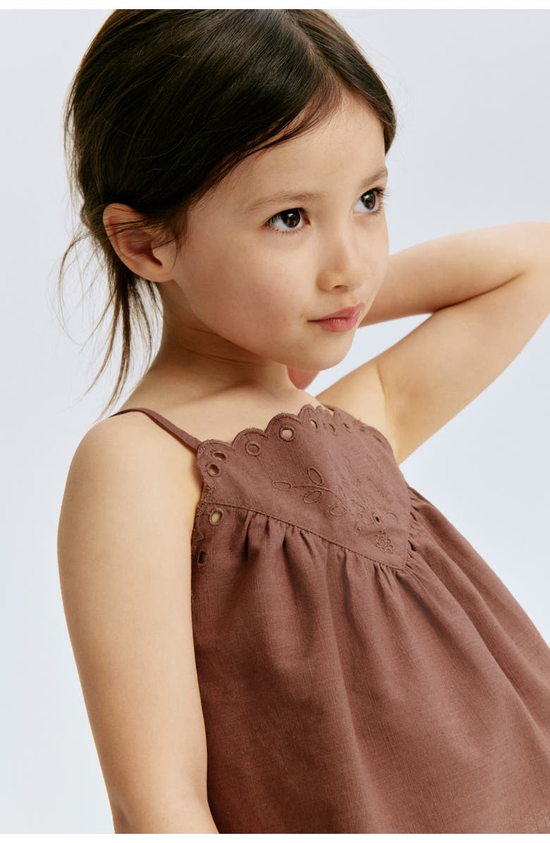 H&M 2-piece Embroidered Cotton Set, Alternate, color, Brown