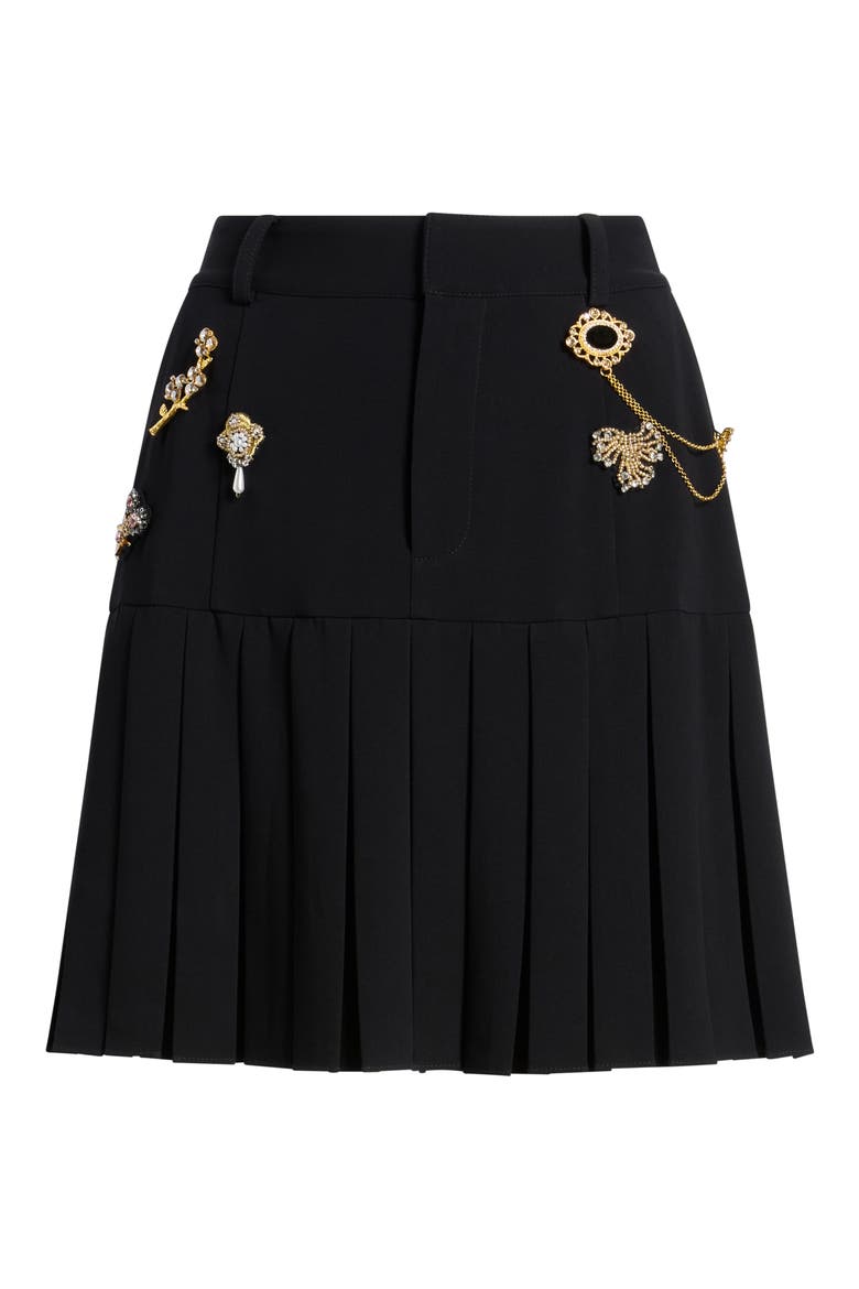 Brooch Embellished Pleated Miniskirt (Women) | Nordstrom