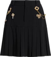 Cinq à Sept Brooch Embellished Pleated Miniskirt