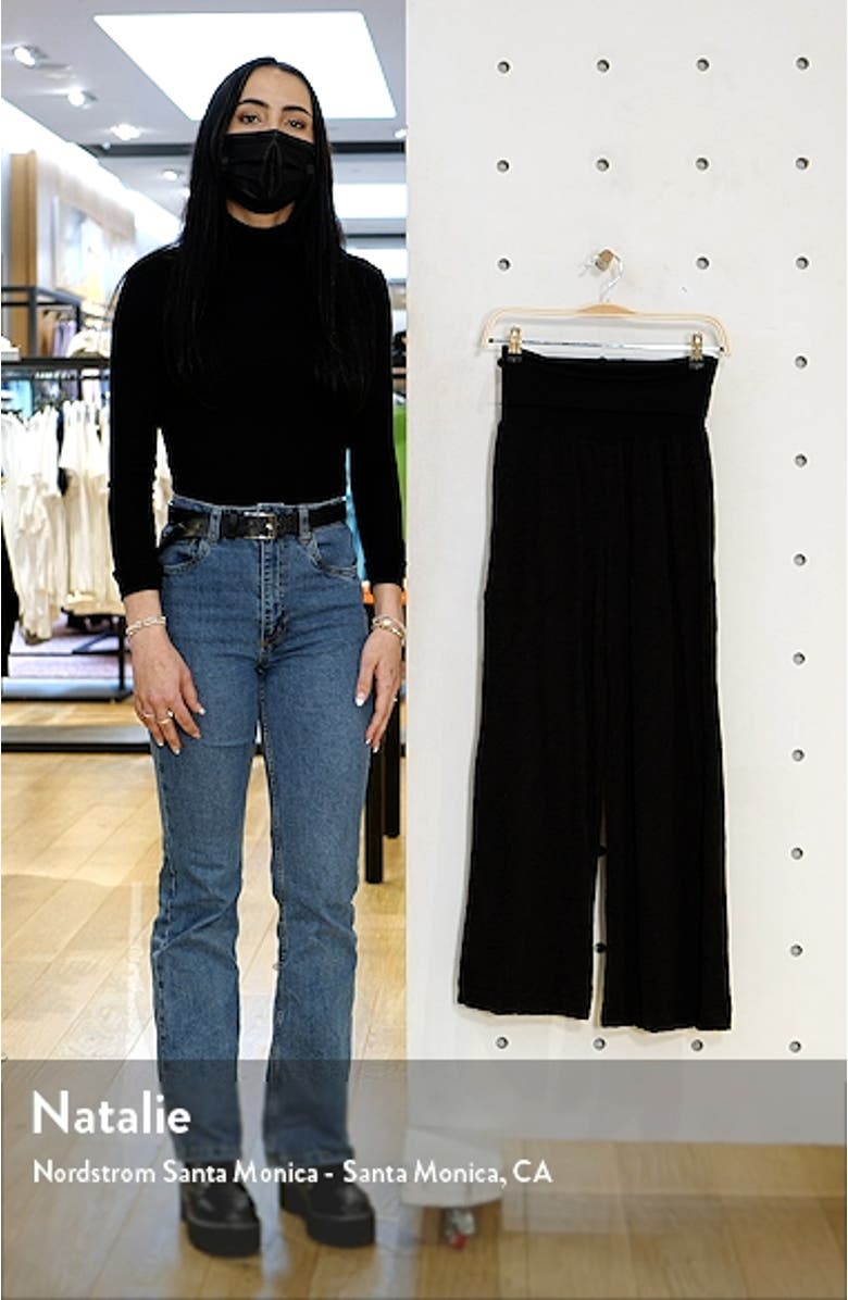 Foldover Waist Wide Leg Slub Jersey Pants, sales video thumbnail