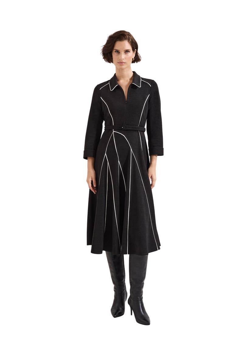 Tilly Piped Dress, Main, color, Black/Ivory