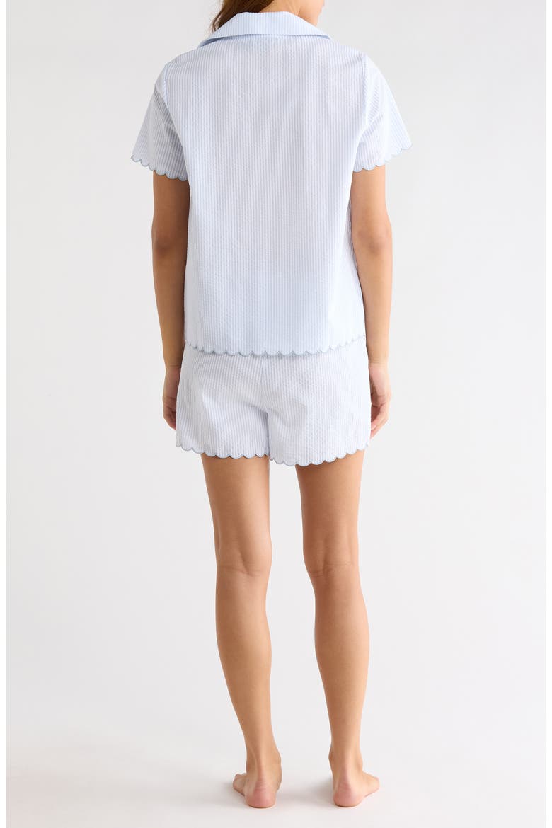 Stripe Scallop Edge Cotton Short Pajamas, Alternate, color, BLUE/ WHITE STRIPE