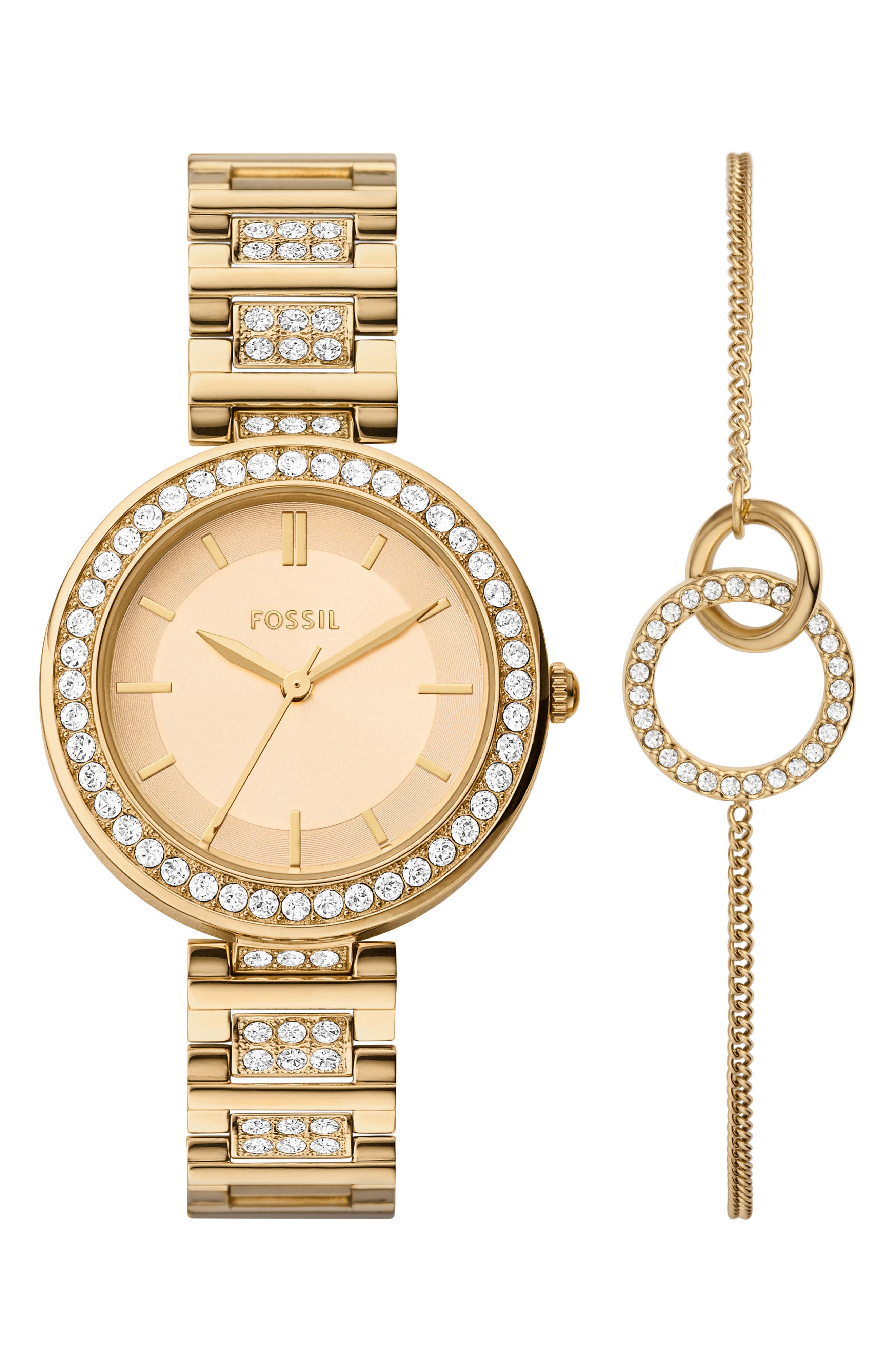 Fossil Karli Three-Hand Quartz Bracelet Watch & Bracelet Set