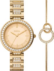 Fossil Karli Three-Hand Quartz Bracelet Watch & Bracelet Set