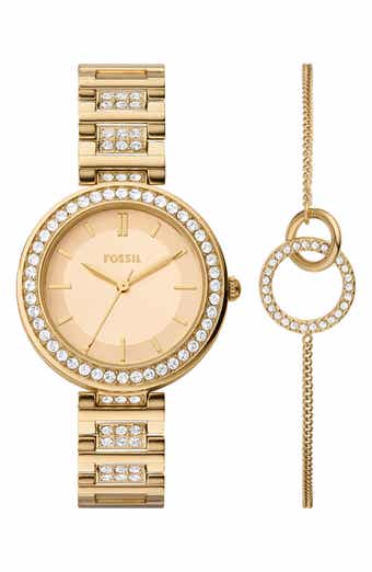 Fossil Karli Three-Hand Quartz Bracelet Watch & Bracelet Set